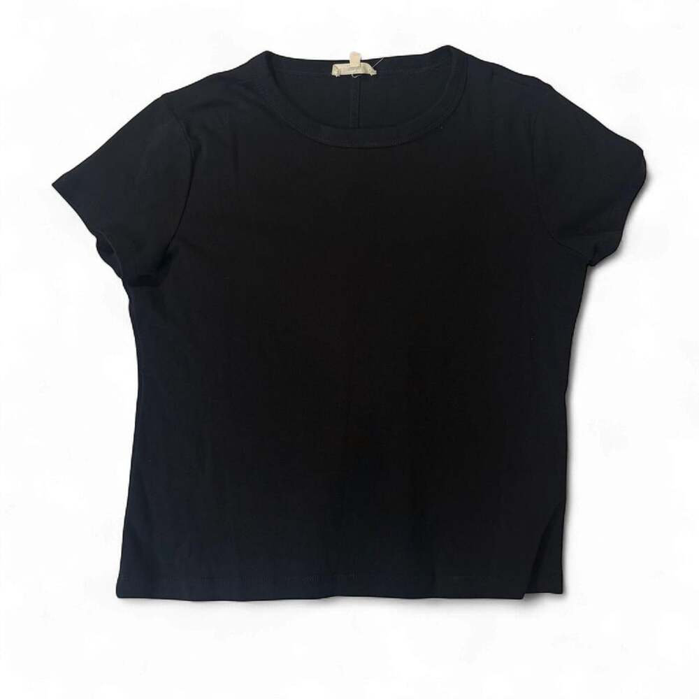 Madewell Black Cotton Ringer Tee XL Relaxed Fit Slightly Cropped Minimalist